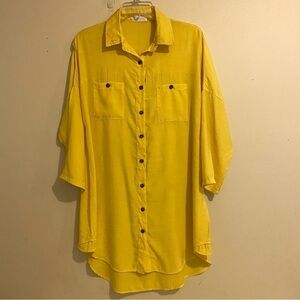 Women’s Swimsuit Cover up Size L Button Down Shirt Midi Dress Kimono Summer